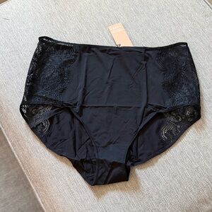 ThirdLove Black High-Waist Lace Panel Briefs